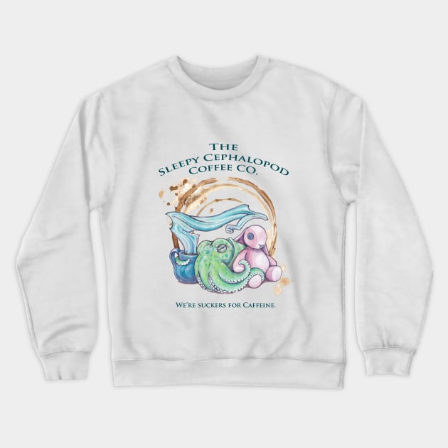 Sleepy Cephalopod Coffee Co:  Grumpy Bunny Edition Crewneck Sweatshirt by ardenellennixon